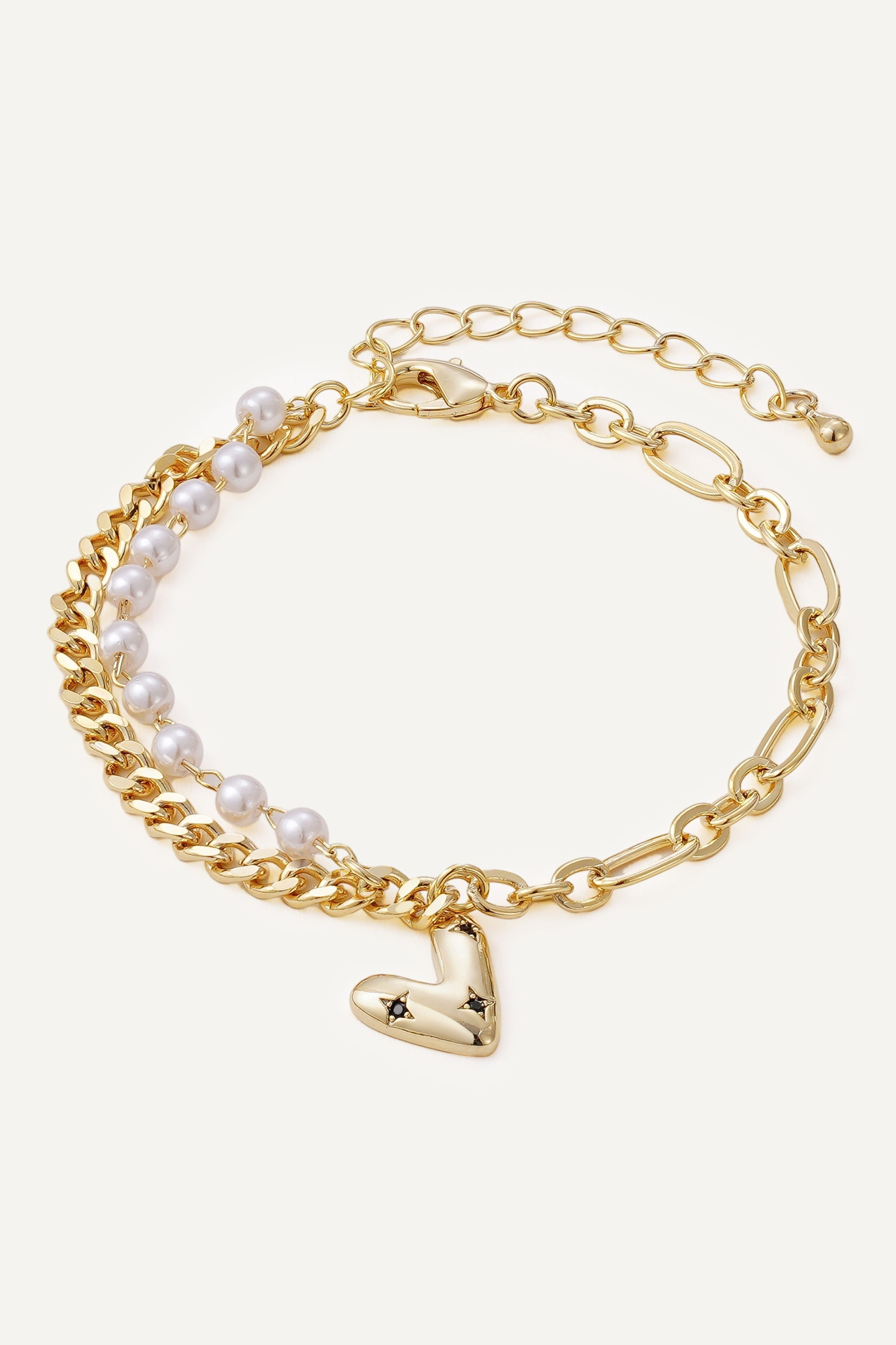 Golden Heart Charm Bracelet